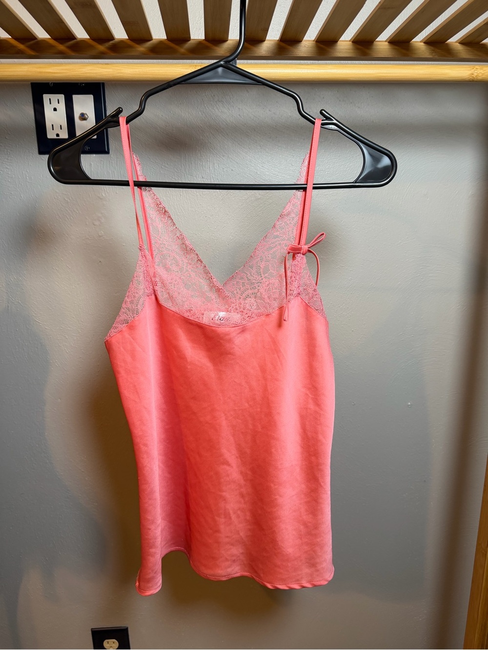 Lace-Trim Coral Pink Camisole Tank Top
